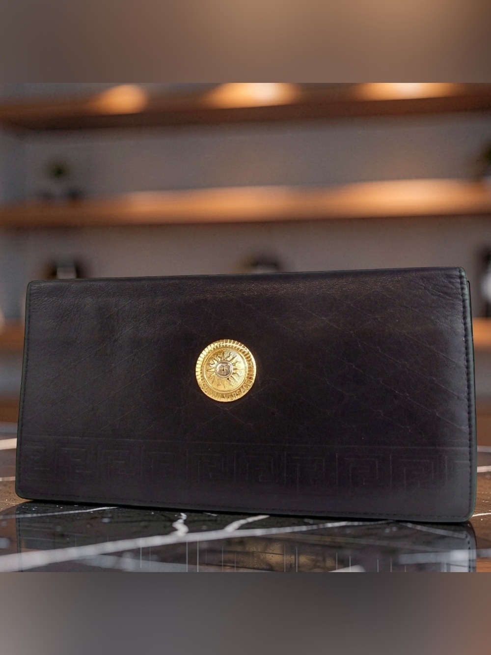 Gianni Versace Sunburst Leather Long Wallet 🖤